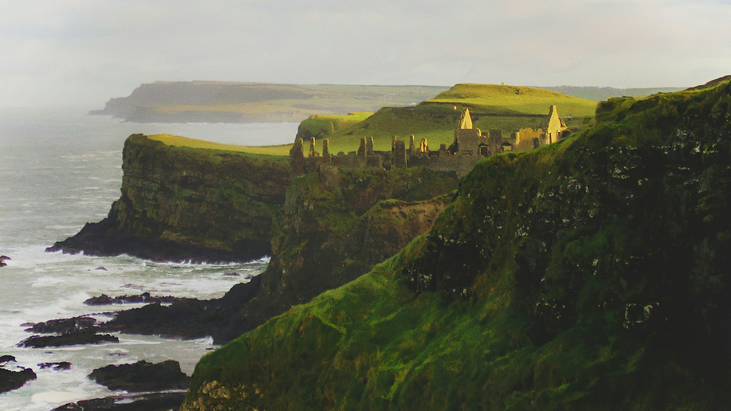 A green headland reaching into the Atlantic